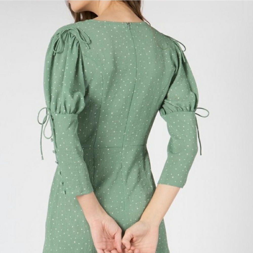 Polka Dot Button Detail Ruffle Dress - Picture 2 of 3